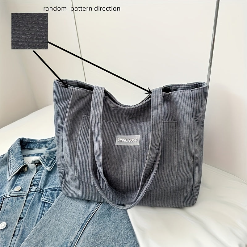 NOUVEAU RICHE Damen Cordstoff Tasche – Stilvolle Tasche für Ordnung und Alltag Dunkelgrau