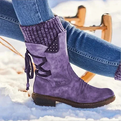NOUVEAU RICHE Winterschuhe Damen Warm Gefüttert Rutschfeste Sohle Größe 38 Lila