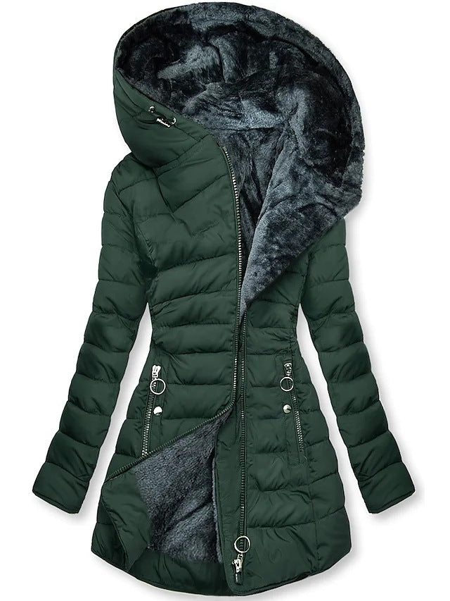 NOUVEAU RICHE Elegante Winterjacke für Damen - Langer Schnitt mit sanfter Füllung Grün