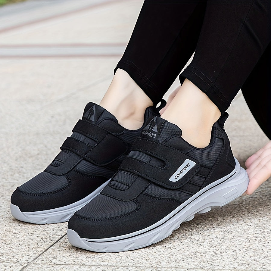 NOUVEAU RICHE Komfortable Laufschuhe mit Klettverschluss – Bequeme Sneaker mit Klett für Damen & Herren, atmungsaktiv, leicht anzuziehen – EasyStride Schwarz
