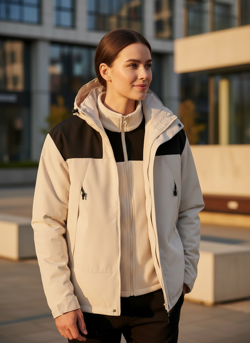Damen 3-in-1 Fleece-Winterjacke Mit Kapuze Komfort Und Stil