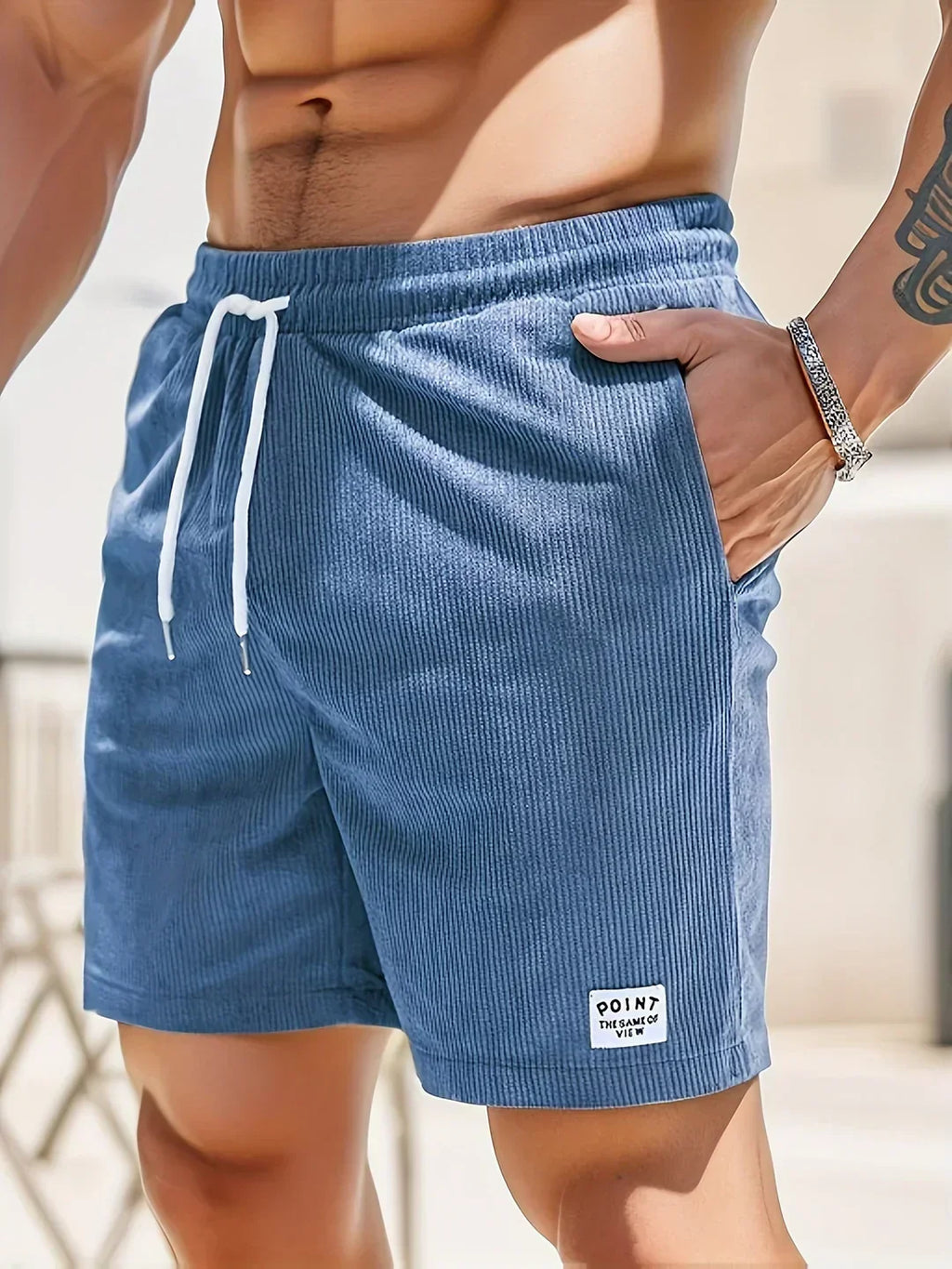 NOUVEAU RICHE Herren Cordshorts Leicht Bequem Sommerlook Große Größen Blau