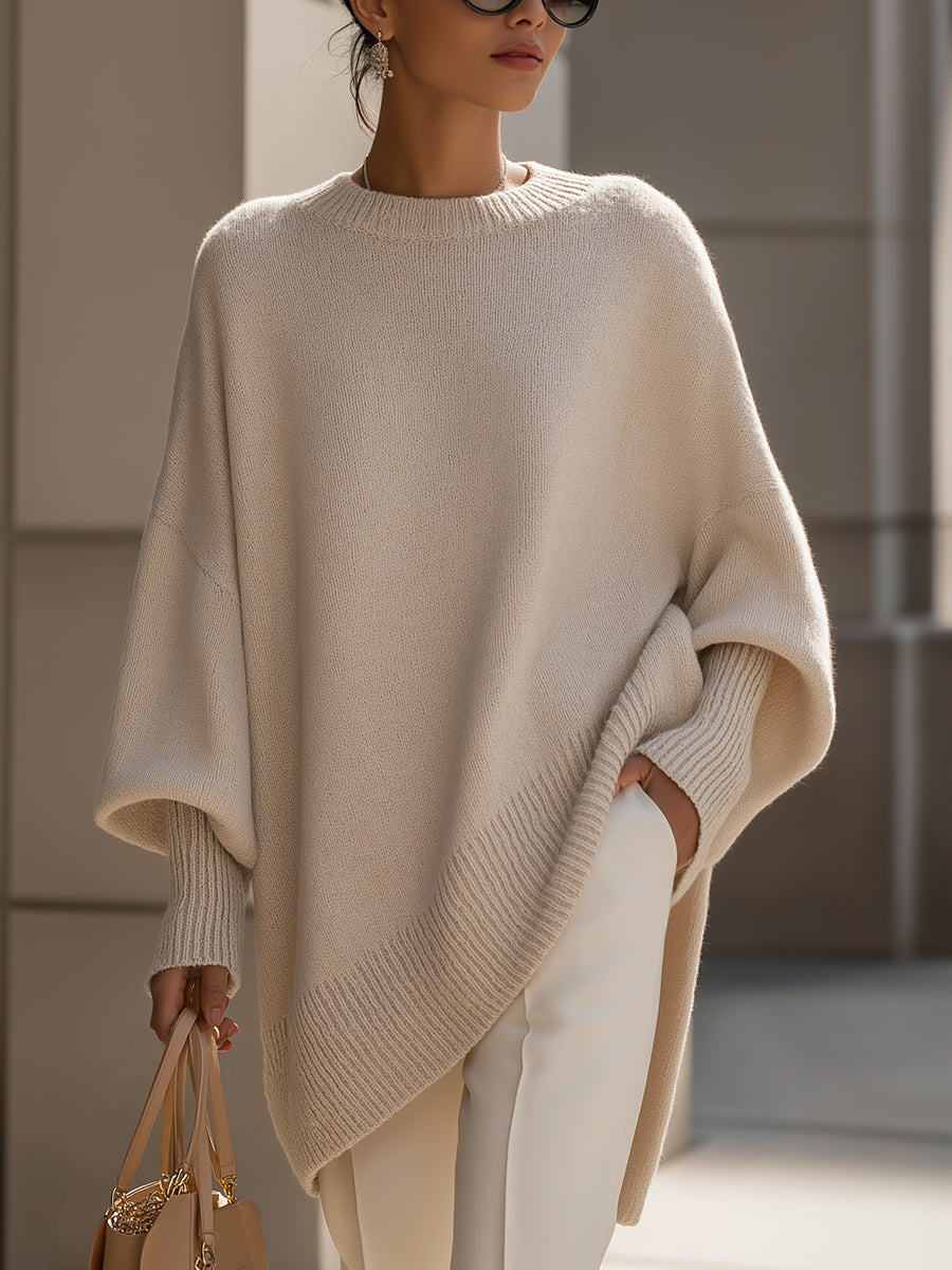 NOUVEAU RICHE Inspire | Damen Oversized Pullover - Weicher & Gemütlicher Strickpullover in Loose Fit Optik Beige