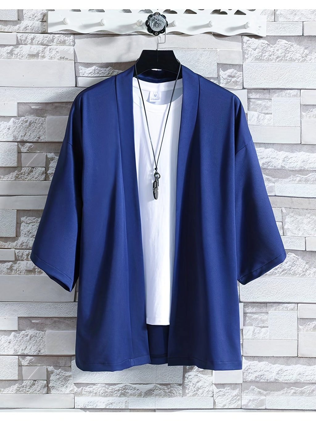 NOUVEAU RICHE Japanischer Stil Kimono für Herren aus hochwertiger Baumwolle für entspannte Freizeit- und Abendmode Blau