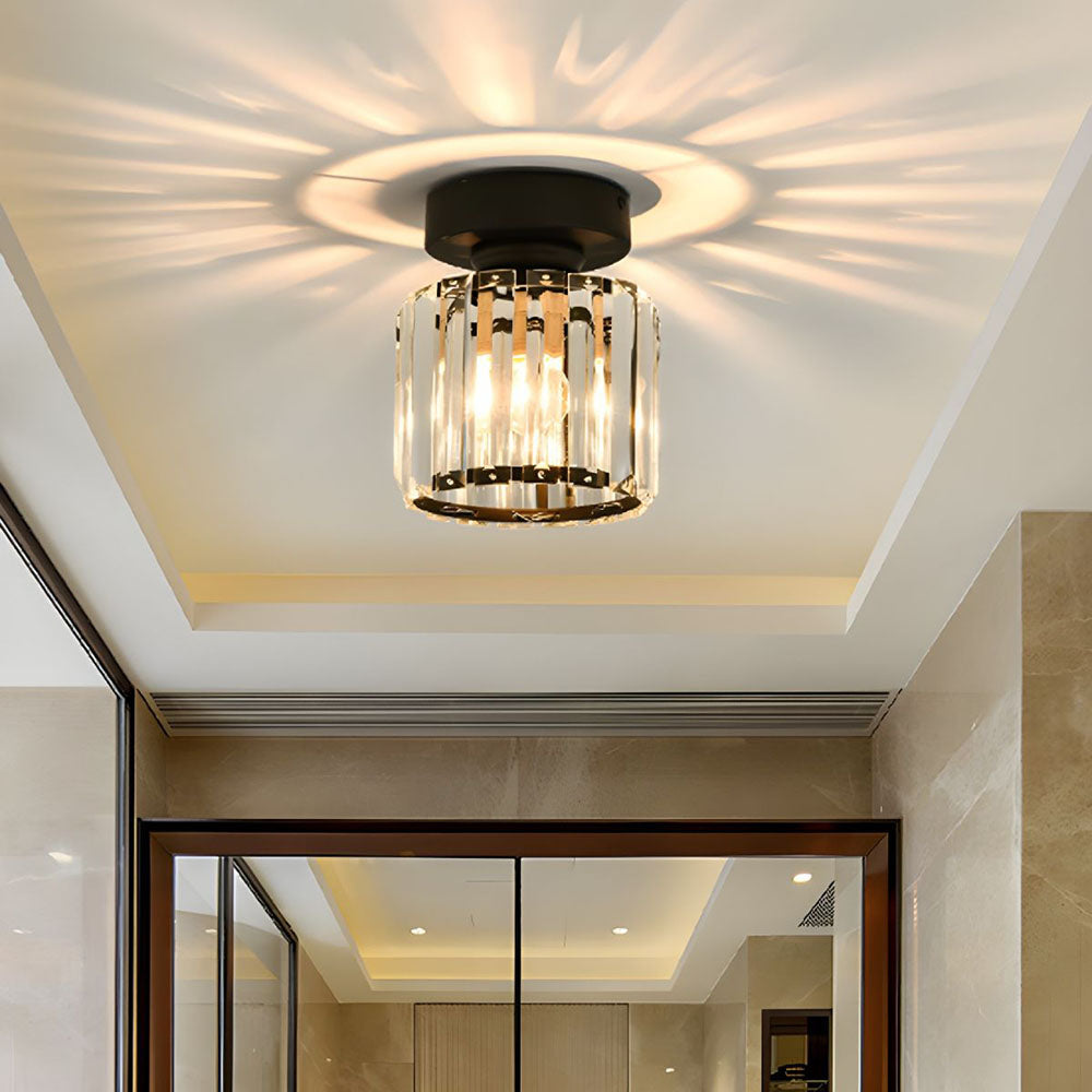 NOUVEAU RICHE Moderne Kristall-Deckenleuchte – Kristall Deckenlampe mit Messingfassung, E27, rund oder quadratisch, Gold oder Schwarz – CrystalGlow
