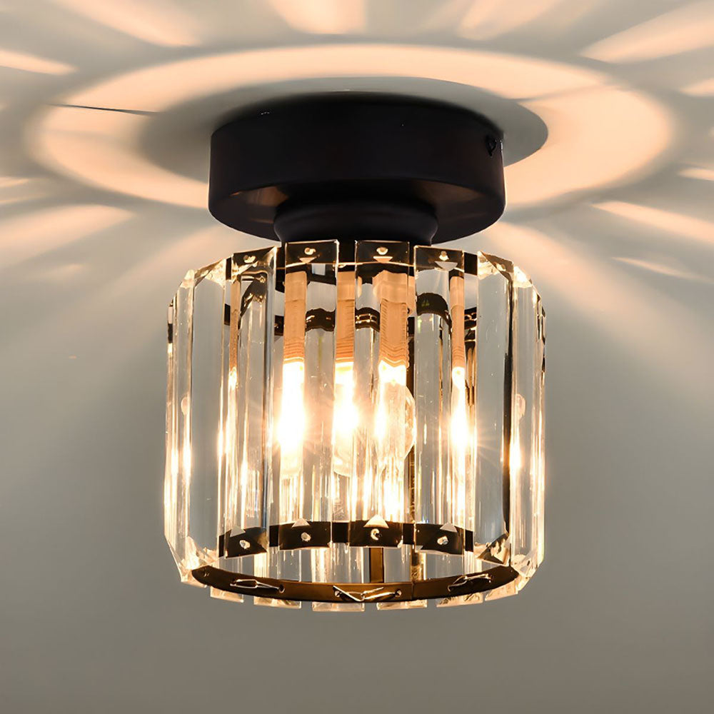 NOUVEAU RICHE Moderne Kristall-Deckenleuchte – Kristall Deckenlampe mit Messingfassung, E27, rund oder quadratisch, Gold oder Schwarz – CrystalGlow