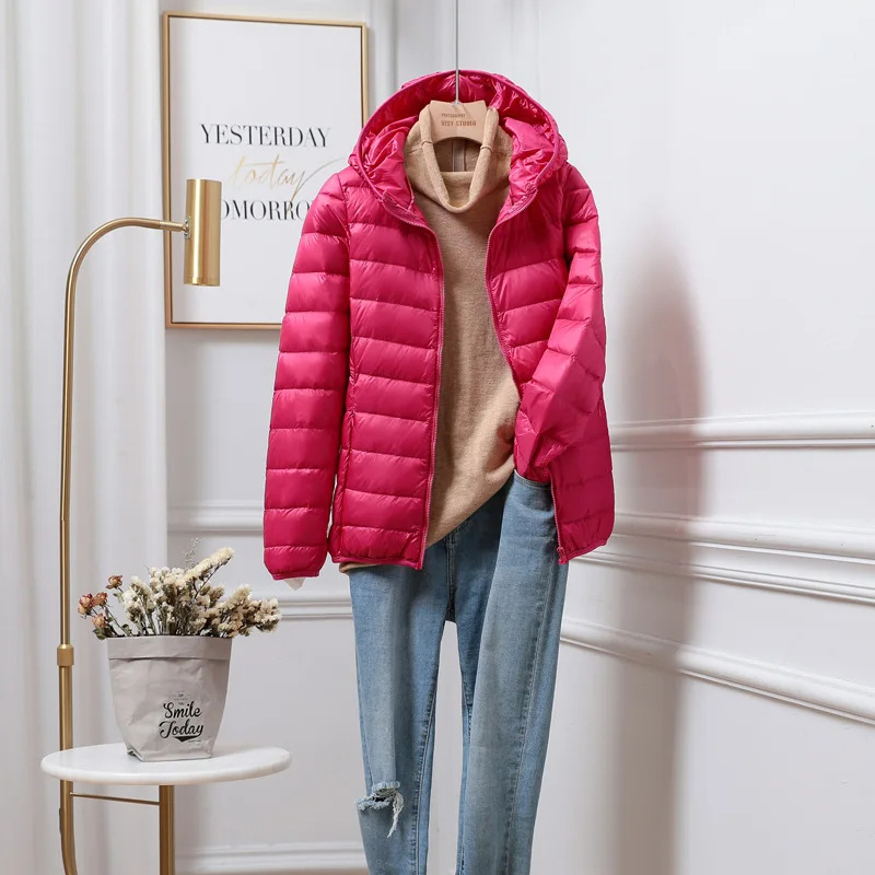 NOUVEAU RICHE Damen Pufferjacke Leicht Vielseitige Wärme Mit Kapuze Pink