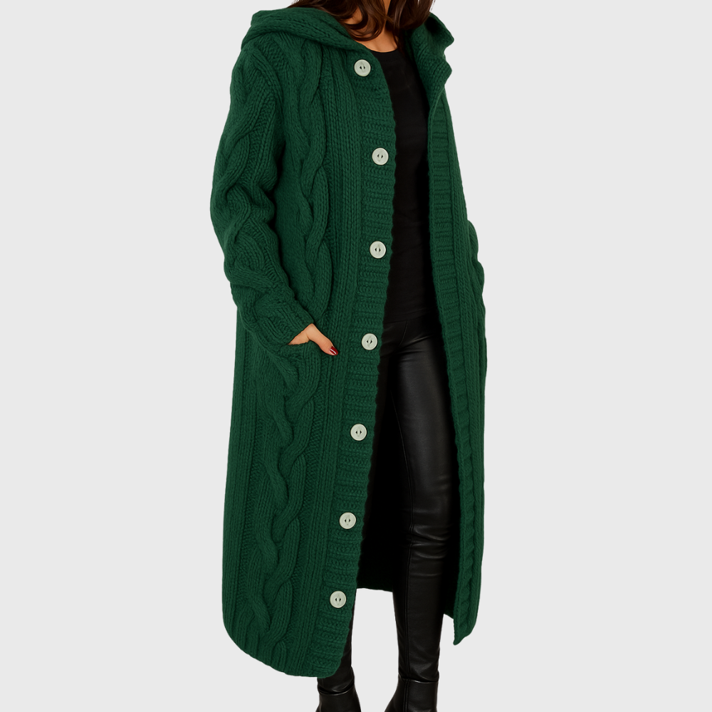 Pamelo | Damen Strickjacke Longline - Langer Cardigan mit Taschen & Ohne Verschluss