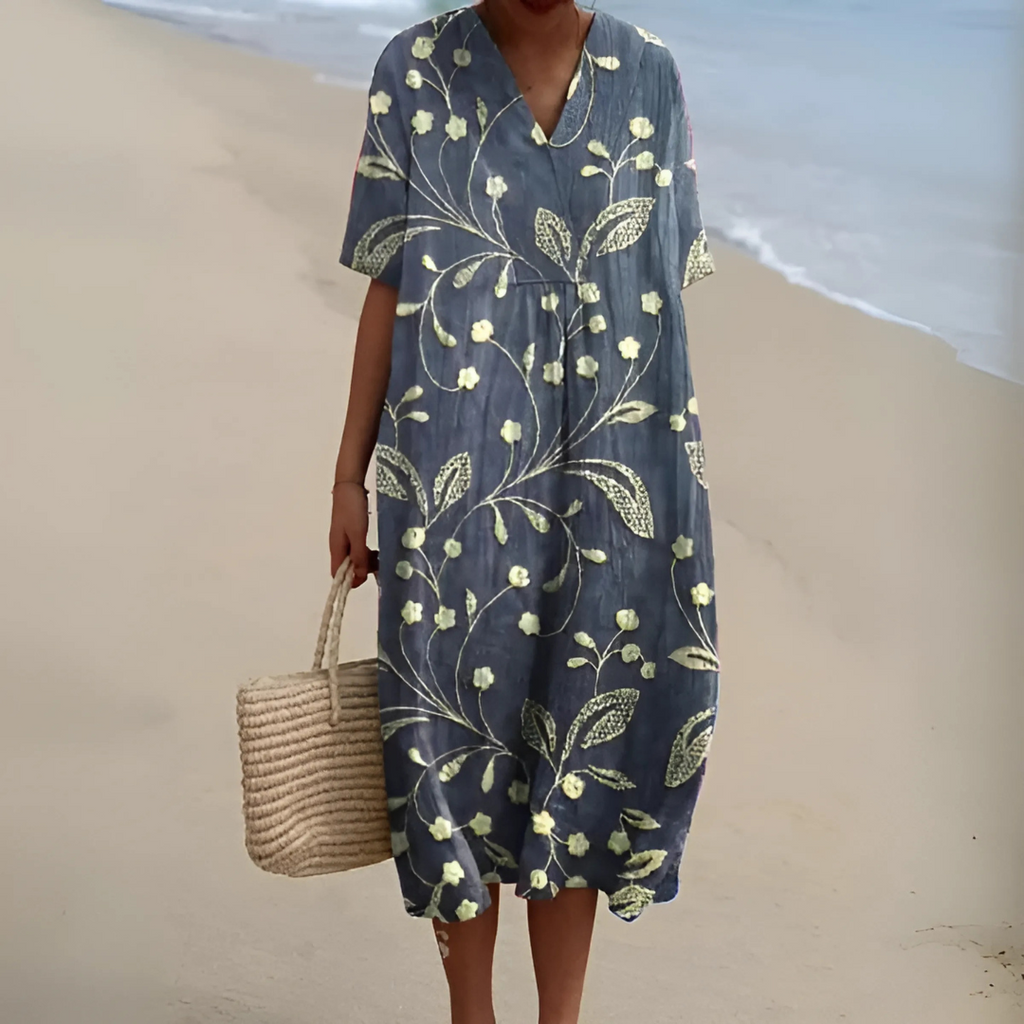 NOUVEAU RICHE Sommerkleid Blumenmuster Weit Geschnitten Leichtes Material Blume 7