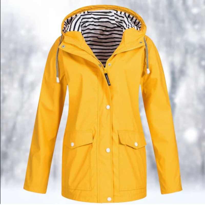 NOUVEAU RICHE Damen Wasserdichte Kapuzenjacke Winter Outdoor Stilvoll Gelb