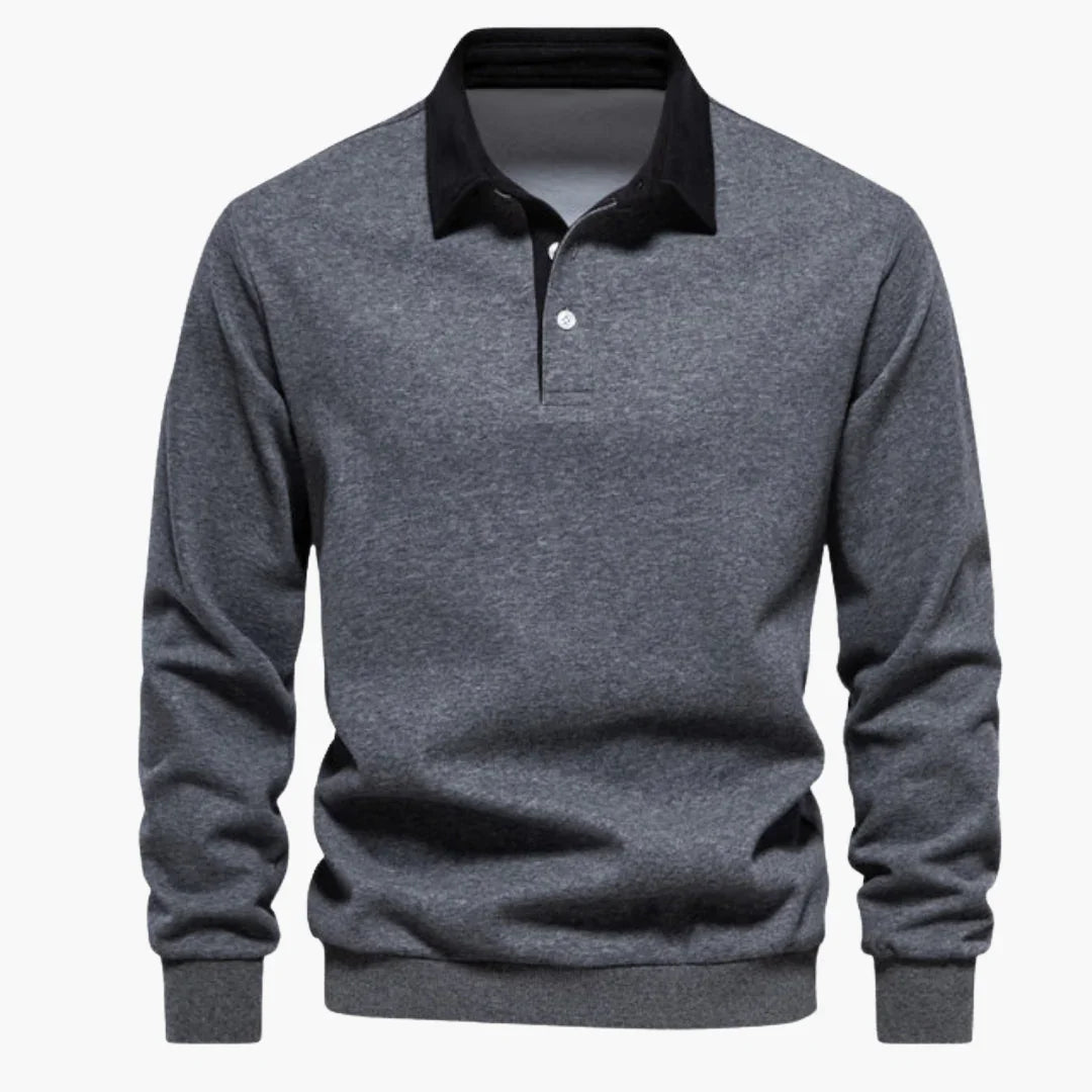 NOUVEAU RICHE Polohemd Herren Baumwolle Vielseitig Alltags und Business Dunkelgrau
