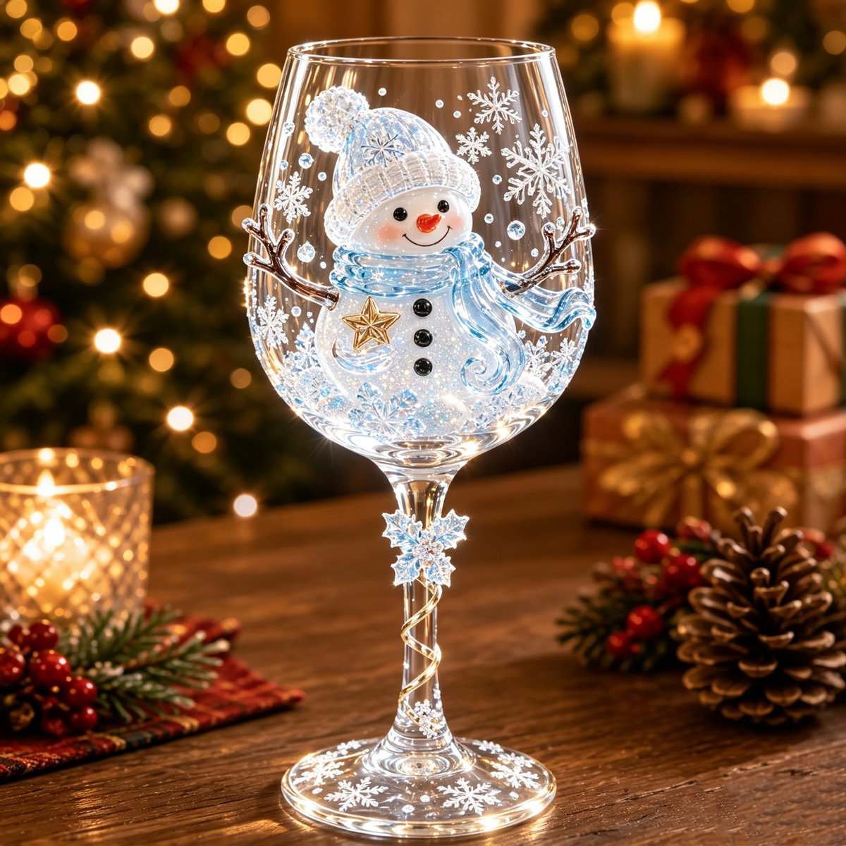 NOUVEAU RICHE 3D-Weihnachtsgläser – Gläser mit Weihnachtsmotiv, Weihnachtsmann, Schneemann & Rentier, 6er-Set oder einzeln Schneemann