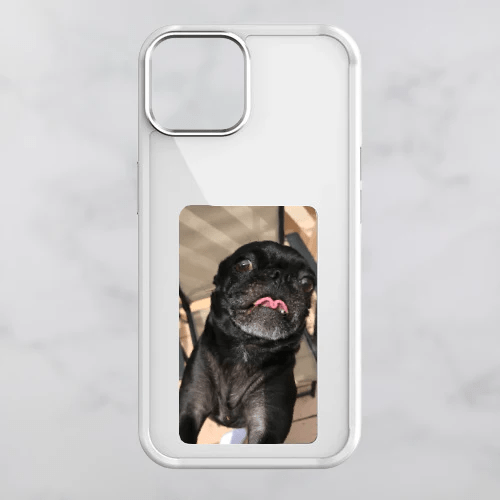 NOUVEAU RICHE Interaktive Foto-iPhone-Hülle – Personalisierte Handyhülle mit NFC-Display, Foto per App wechseln, iPhone 13–15 – PixelShell Weiss