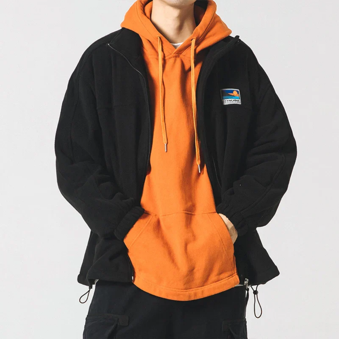 NOUVEAU RICHE Jacke Herren Outdoor Reißverschluss Stehkragen Warm