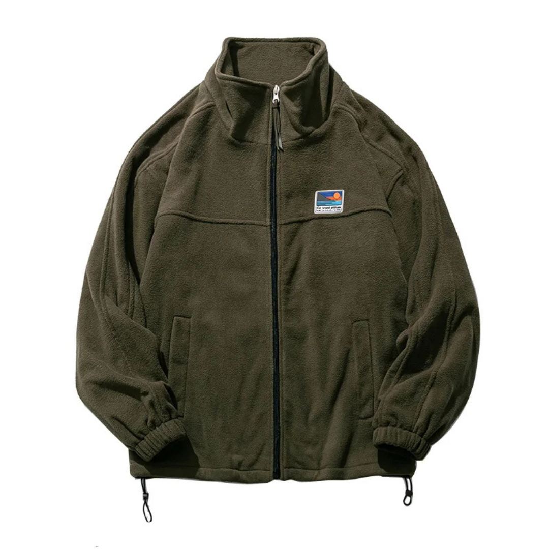 NOUVEAU RICHE Jacke Herren Outdoor Reißverschluss Stehkragen Warm Armeegrün