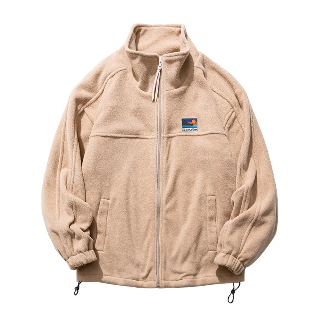 NOUVEAU RICHE Jacke Herren Outdoor Reißverschluss Stehkragen Warm Beige