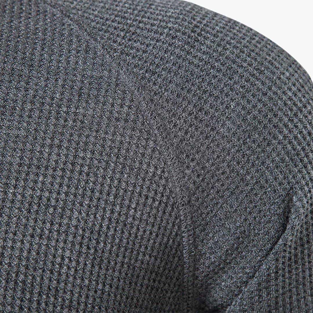 NOUVEAU RICHE Herren Henley Langarmshirt Mit Knopfleiste Natürliche Textur