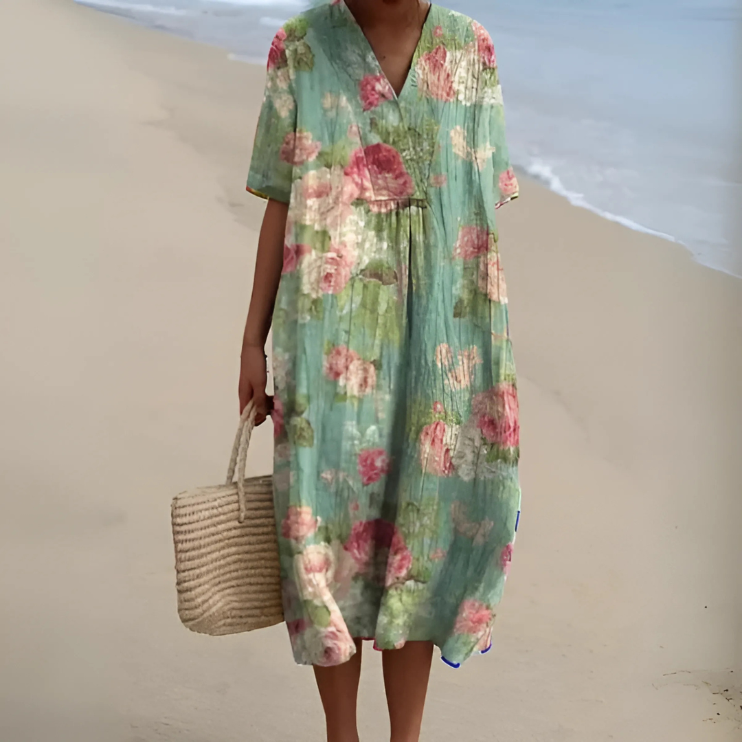 NOUVEAU RICHE Sommerkleid Blumenmuster Weit Geschnitten Leichtes Material Blume 6