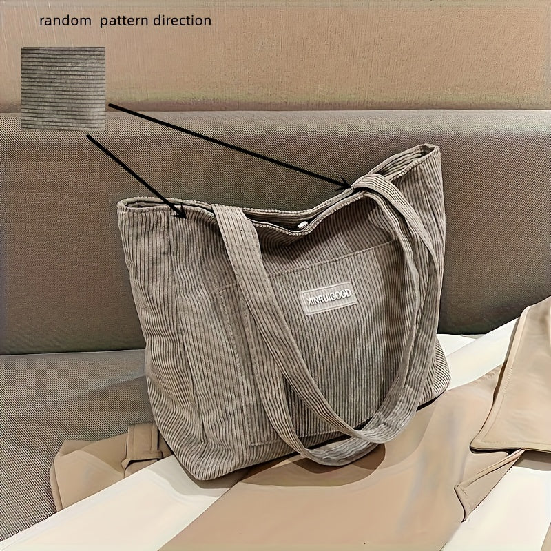 NOUVEAU RICHE Damen Cordstoff Tasche – Stilvolle Tasche für Ordnung und Alltag Hellgrau