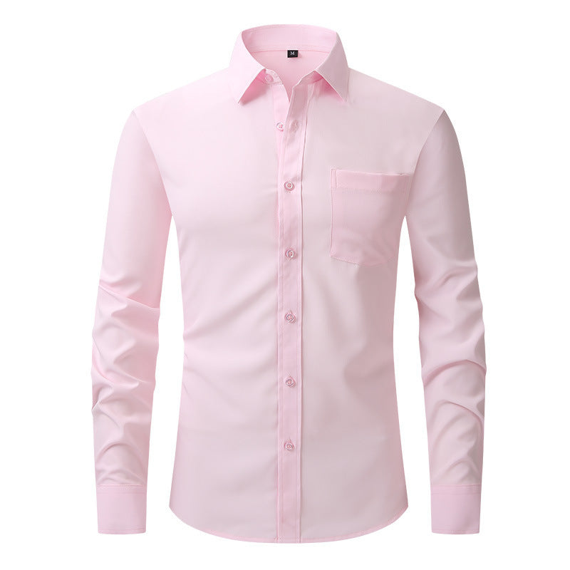 NOUVEAU RICHE Sommerhemd Leichtes Langarm Modern Fit Herren Hellblau W714 Hellrosa