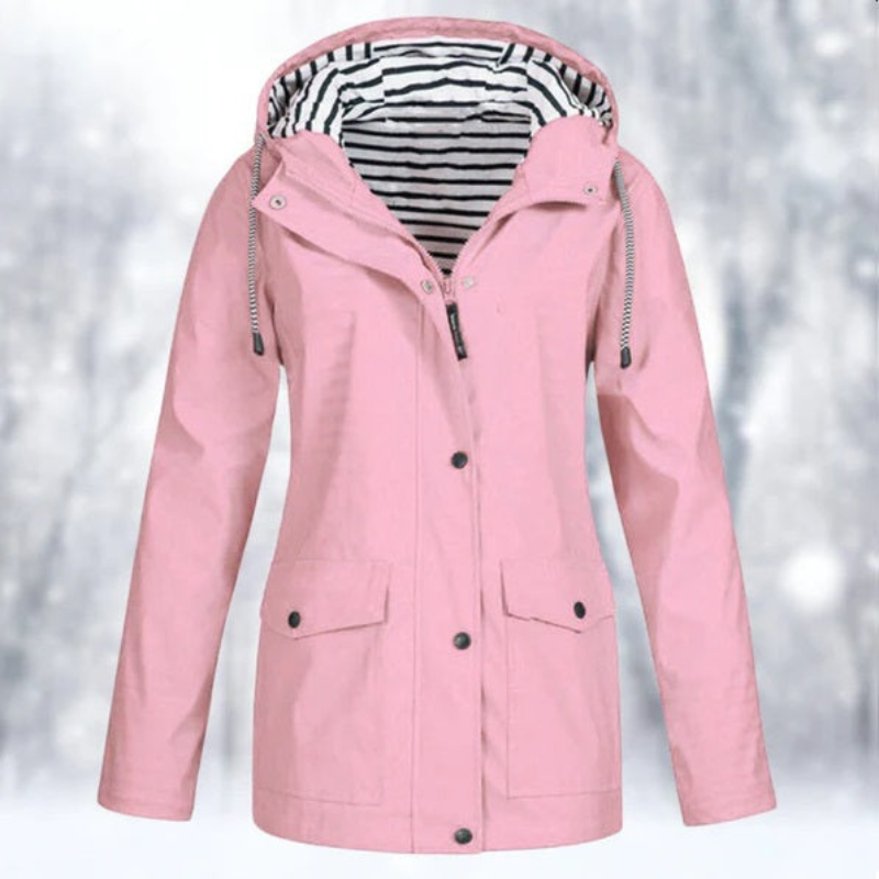 NOUVEAU RICHE Damen Wasserdichte Kapuzenjacke Winter Outdoor Stilvoll Rosa