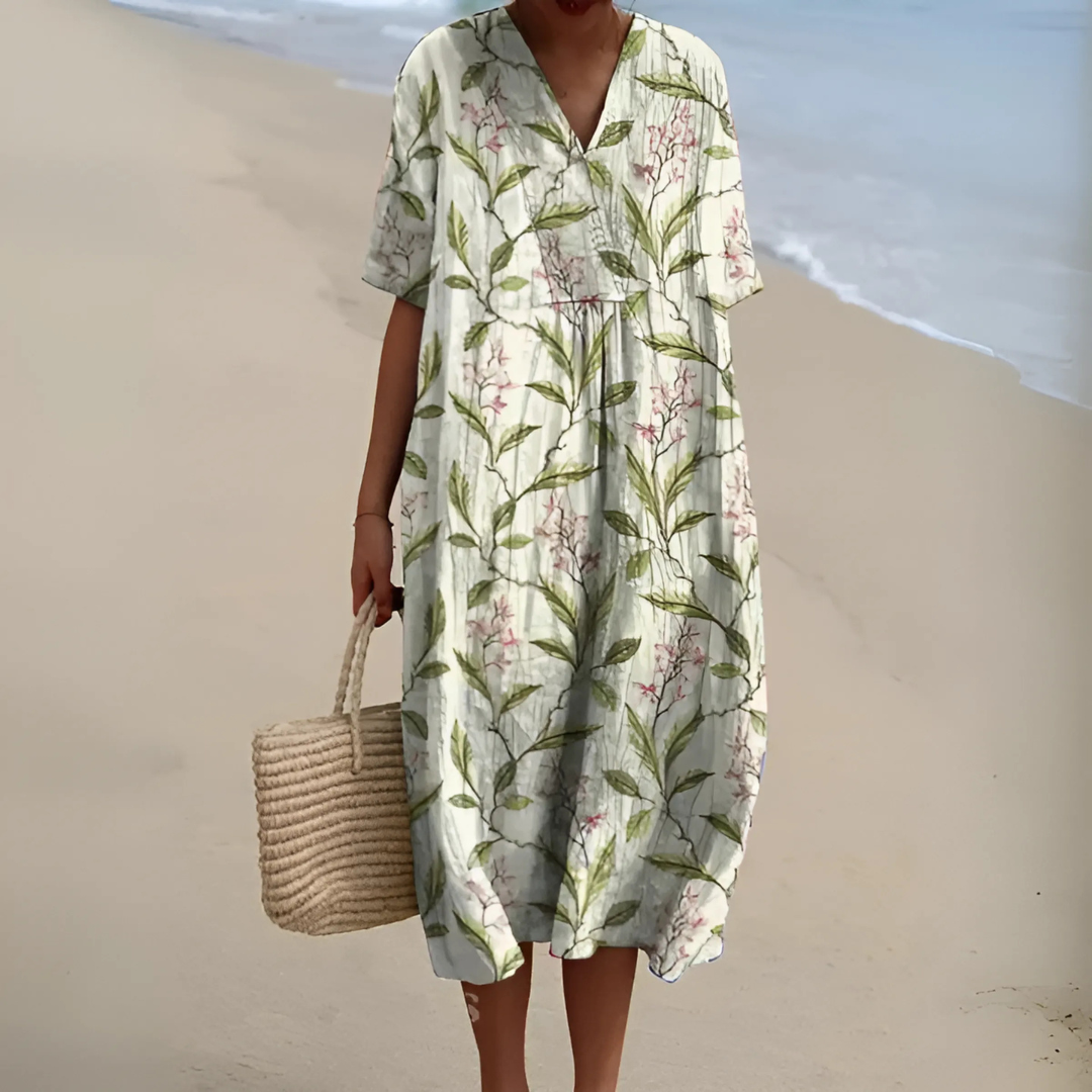 NOUVEAU RICHE Sommerkleid Blumenmuster Weit Geschnitten Leichtes Material Blume 5
