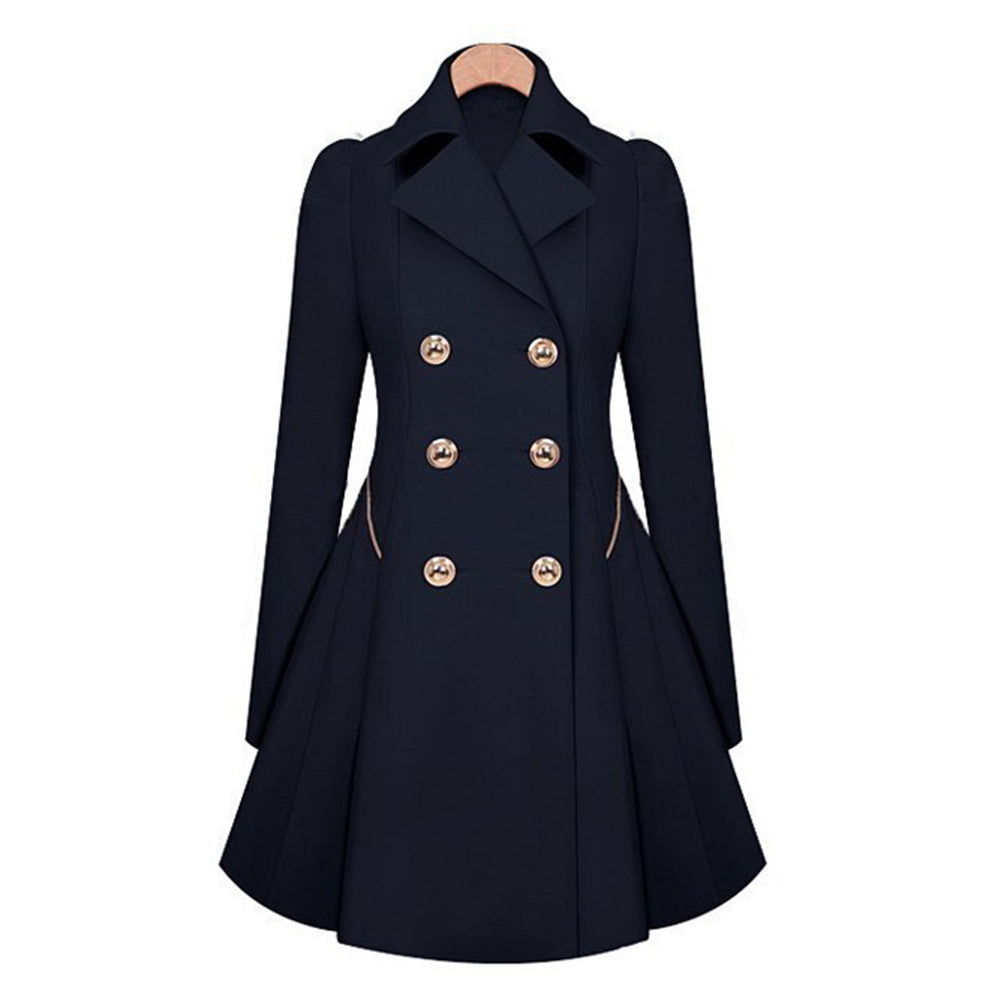 NOUVEAU RICHE Damen Eleganter Trenchcoat Für Stilvolle Outfits Zeitlos Blau
