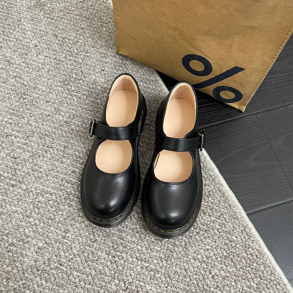 NOUVEAU RICHE Mary Jane Schuhe Damen Braun Kunstleder Rundkappe Schnalle