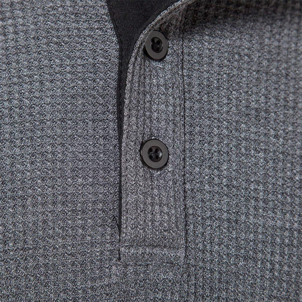 NOUVEAU RICHE Herren Henley Langarmshirt Mit Knopfleiste Natürliche Textur