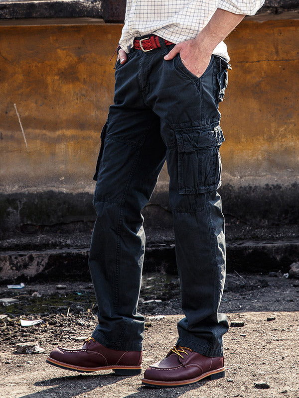 NOUVEAU RICHE Herren Baumwoll Cargo Hosen Für Outdoor Aktivitäten Mit Mehreren Taschen Atmungsaktiv Und Bequem Dunkelgrau