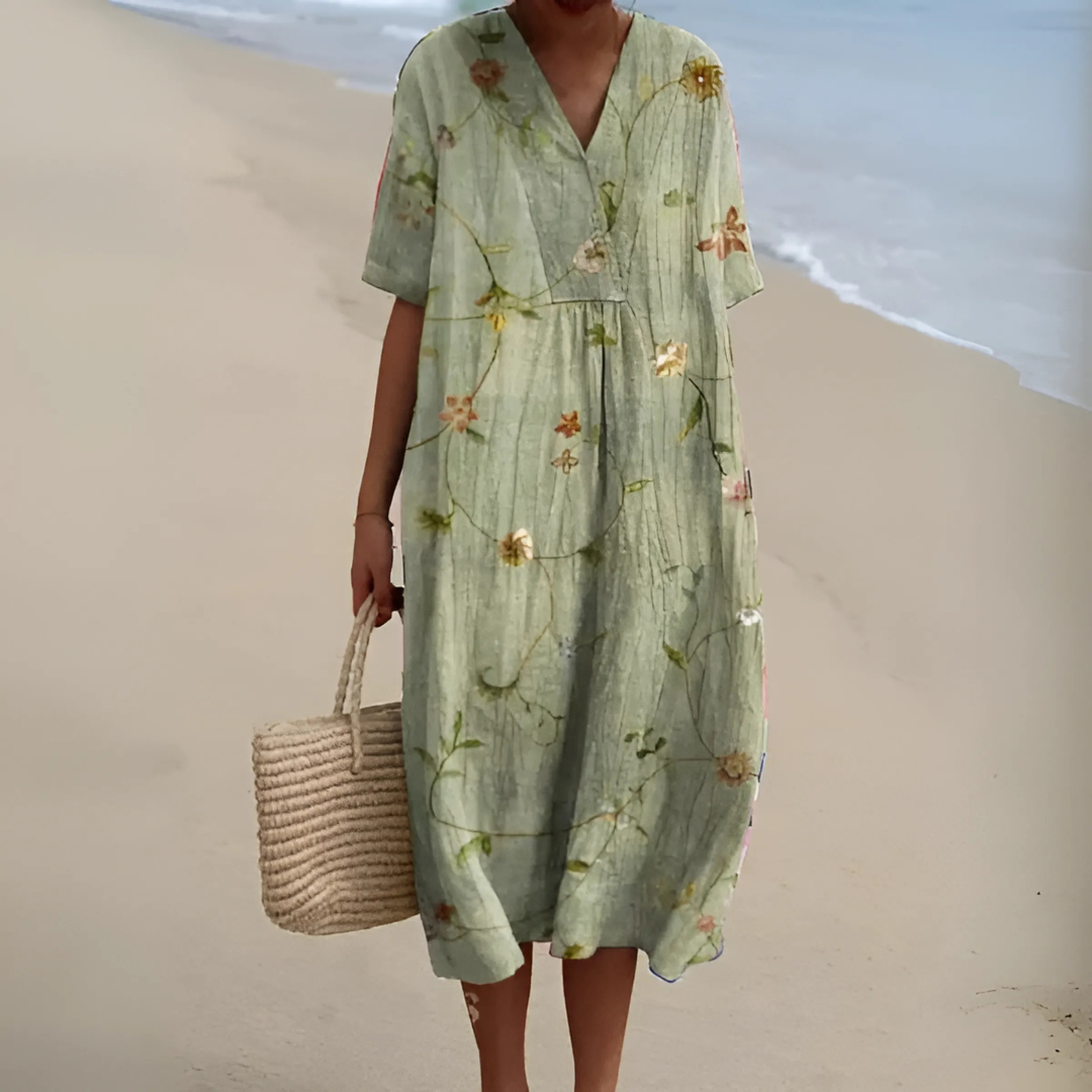 NOUVEAU RICHE Sommerkleid Blumenmuster Weit Geschnitten Leichtes Material Blume 4