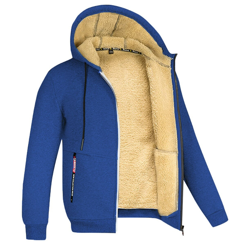 NOUVEAU RICHE Kristoffer | Herre Weiche und Warme Jacke - Gemütliche Fleecejacke & Gefütterte Winterjacke Dunkelblau