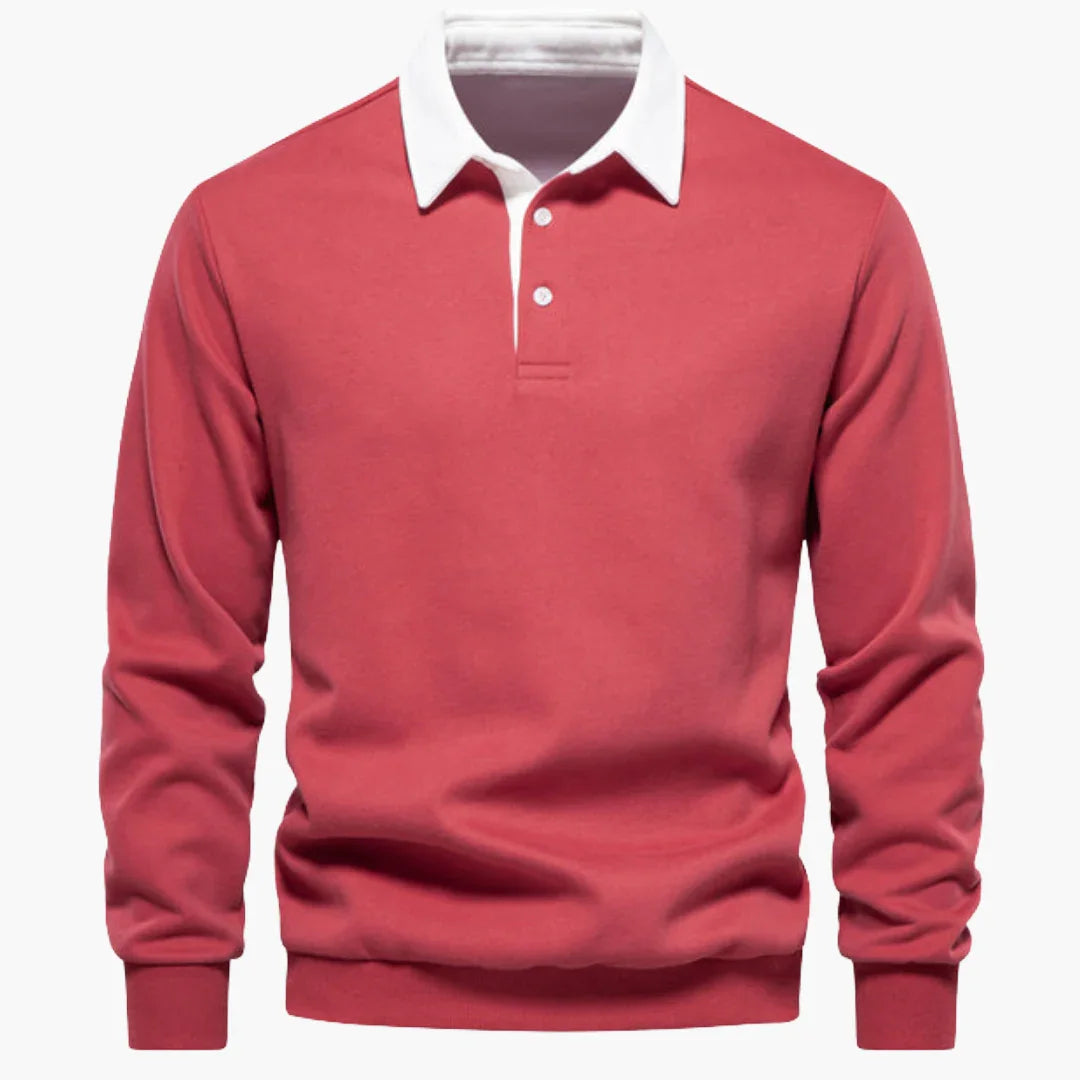 NOUVEAU RICHE Polohemd Herren Baumwolle Vielseitig Alltags und Business Rot