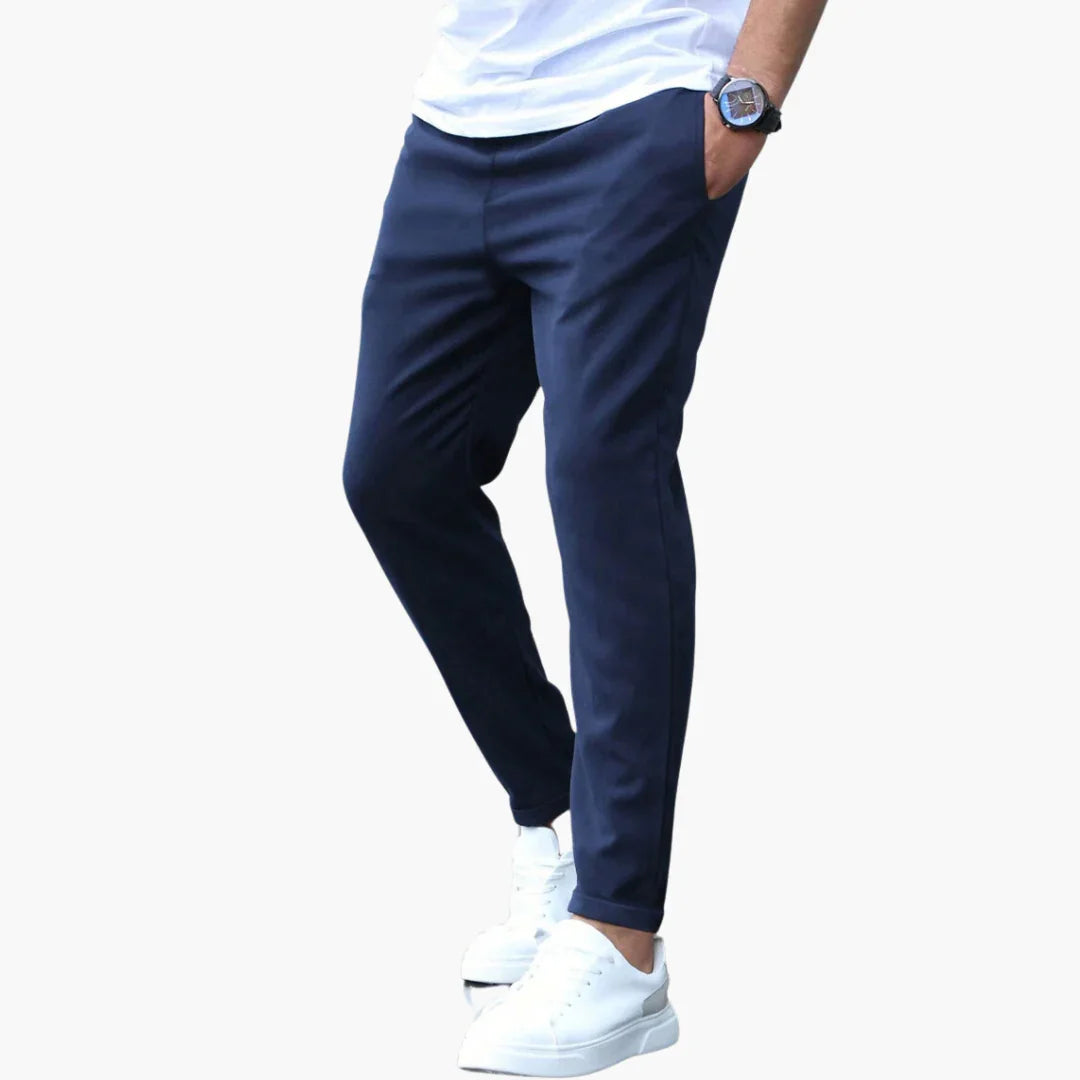 NOUVEAU RICHE Elastische Stoffhose Strukturierte Oberfläche Dehnbar Passform Marineblau