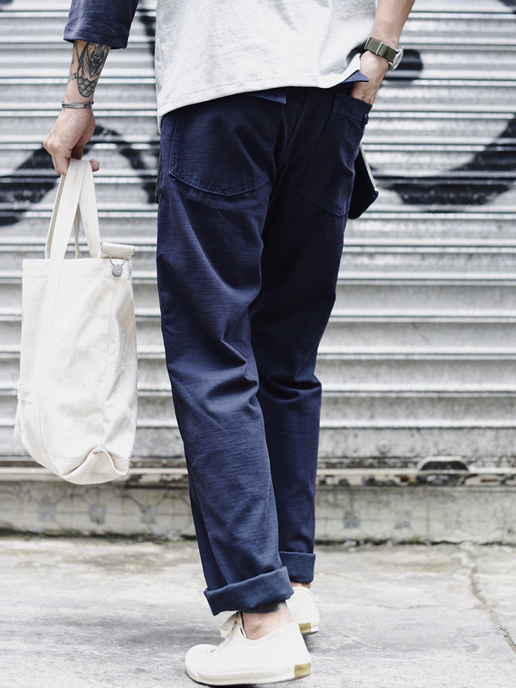NOUVEAU RICHE Herren Gerade Casual Hosen Aus 100 Prozent Baumwolle Inspiriert Von OG-107 Fatigue Hosen Für Winterwärme Mit Satinartiger Oberseite Und Slub Garn Textur