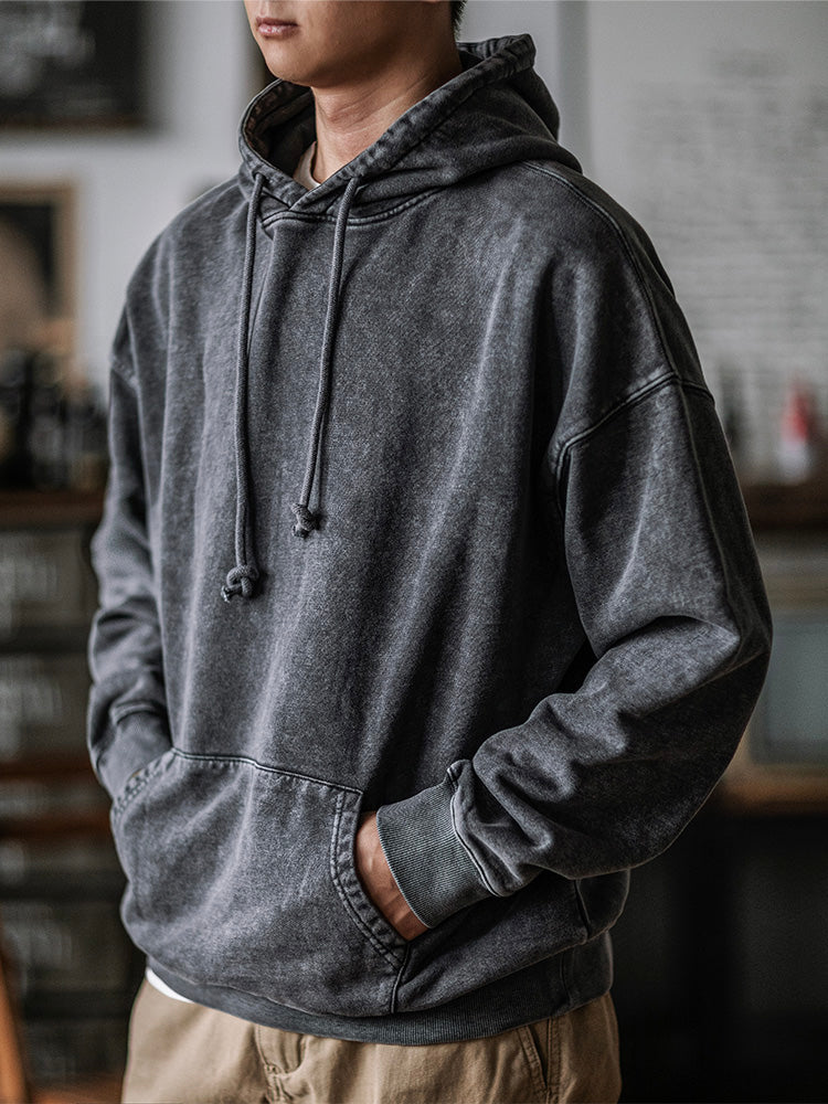 NOUVEAU RICHE 14,5 Unzen Oversized Hoodie Im Retro-Stil Mit Batik-Waschung Für Damen Und Herren Ideal Für Herbsturlaub Anthrazitgrau