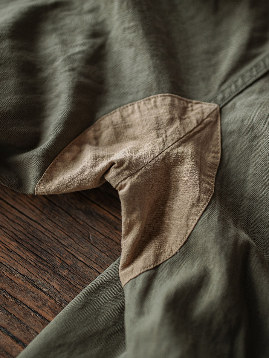 NOUVEAU RICHE Reproduktion Der Französischen Armee M-47 Fischgrät-Twill-Hosen Aus 100 Prozent Baumwolle Mit 100 Prozent Leinenfutter Für Herren