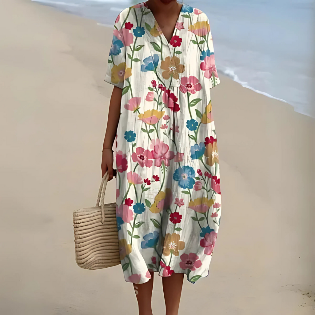 NOUVEAU RICHE Sommerkleid Blumenmuster Weit Geschnitten Leichtes Material Blume 3