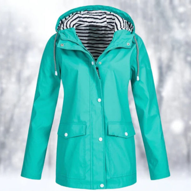 NOUVEAU RICHE Damen Wasserdichte Kapuzenjacke Winter Outdoor Stilvoll Türkis