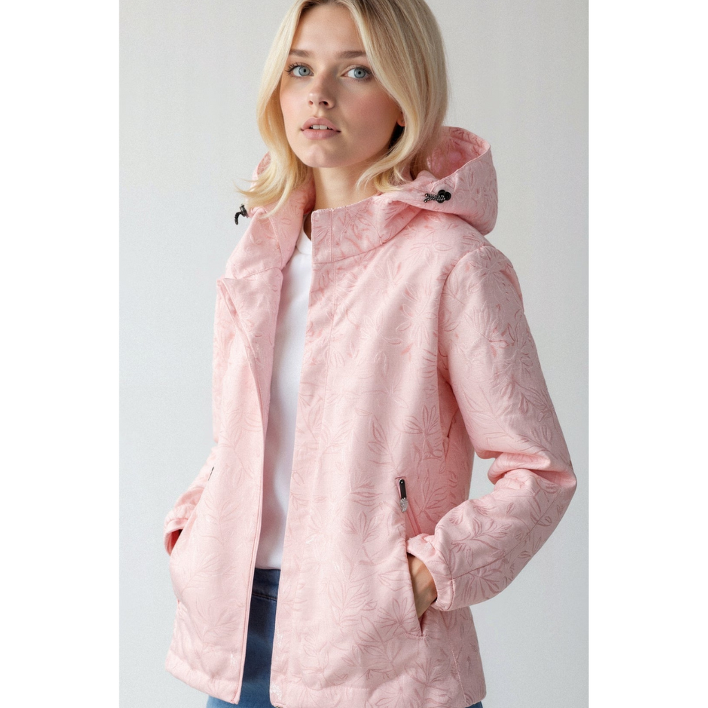 NOUVEAU RICHE Damen Kapuzen Windbreaker Jacke Reißverschluss Leicht Rosa