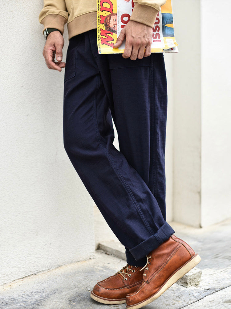 NOUVEAU RICHE Herren Gerade Casual Hosen Aus 100 Prozent Baumwolle Inspiriert Von OG-107 Fatigue Hosen Für Winterwärme Mit Satinartiger Oberseite Und Slub Garn Textur