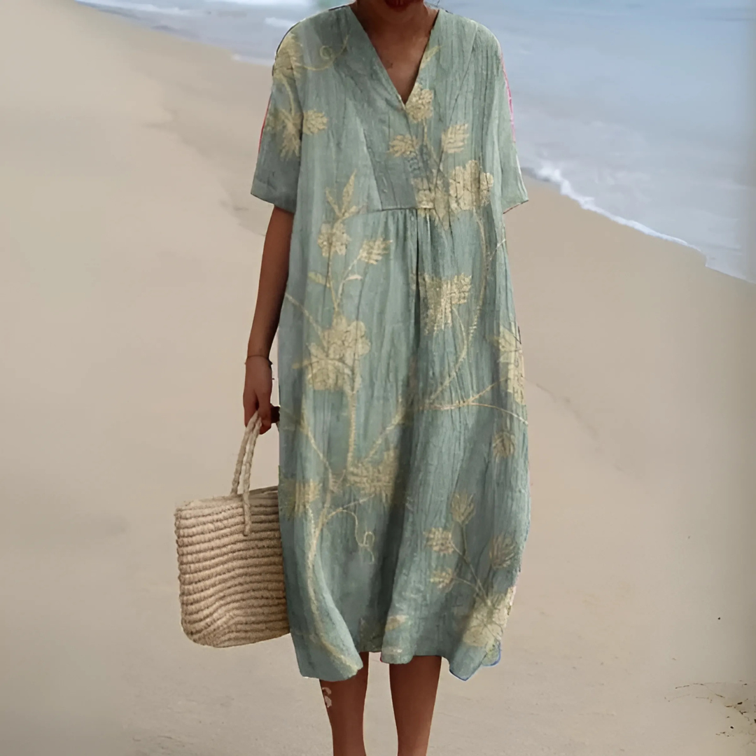 NOUVEAU RICHE Sommerkleid Blumenmuster Weit Geschnitten Leichtes Material Blume 2