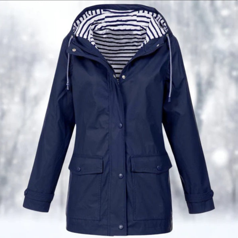 NOUVEAU RICHE Damen Wasserdichte Kapuzenjacke Winter Outdoor Stilvoll Marineblau