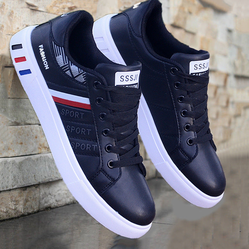 NOUVEAU RICHE Herren Sneaker Weiß Leichte Freizeitschuhe Tricolor Streifen Schwarz