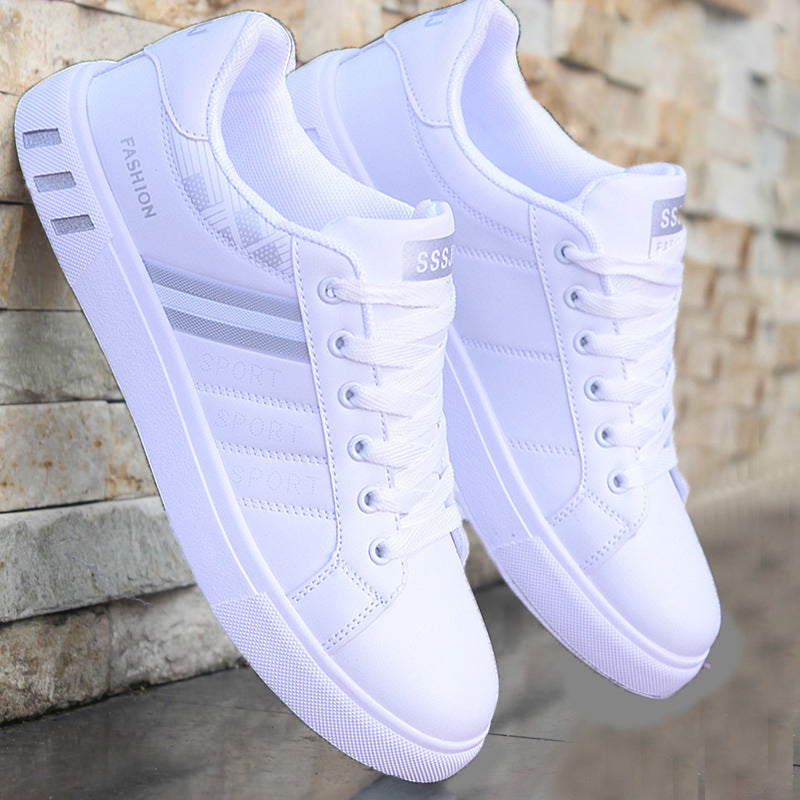 NOUVEAU RICHE Herren Sneaker Weiß Leichte Freizeitschuhe Tricolor Streifen Weiß Grau