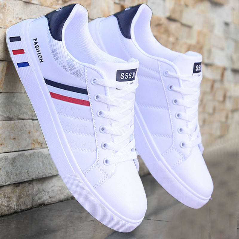 NOUVEAU RICHE Herren Sneaker Weiß Leichte Freizeitschuhe Tricolor Streifen Weiß Schwarz