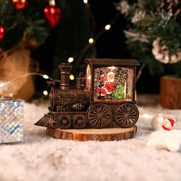 NOUVEAU RICHE Weihnachtszug mit Spieluhr – Retro Weihnachtsdeko Zug mit Weihnachtsmann, 8 Weihnachtslieder & Timer – JingleTracks Bronzefarben - Weihnachtsmann