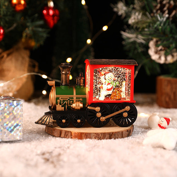 NOUVEAU RICHE Weihnachtszug mit Spieluhr – Retro Weihnachtsdeko Zug mit Weihnachtsmann, 8 Weihnachtslieder & Timer – JingleTracks Farbig - Schneemann