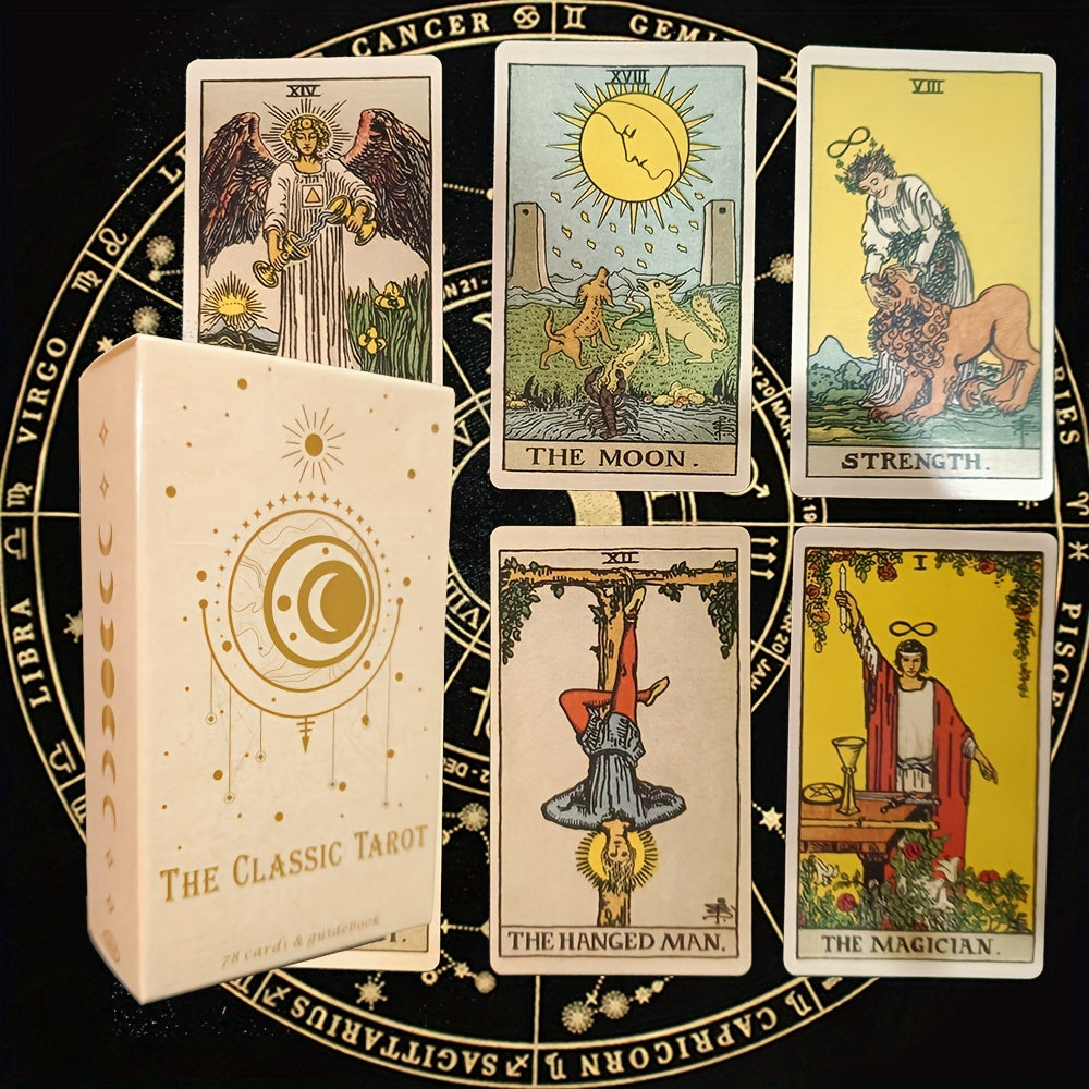 NOUVEAU RICHE Klassisches Tarot Kartenset mit 78 Karten und Anleitungsbuch – Tarotkarten für Anfänger und Fortgeschrittene