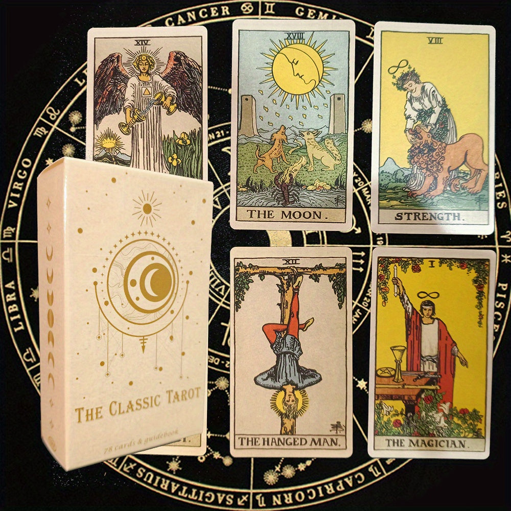 NOUVEAU RICHE Klassisches Tarot Kartenset mit 78 Karten und Anleitungsbuch – Tarotkarten für Anfänger und Fortgeschrittene